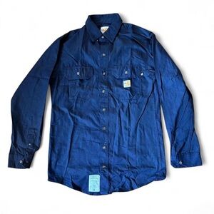 Vintage Carhartt FR blue long sleeve button up shirt